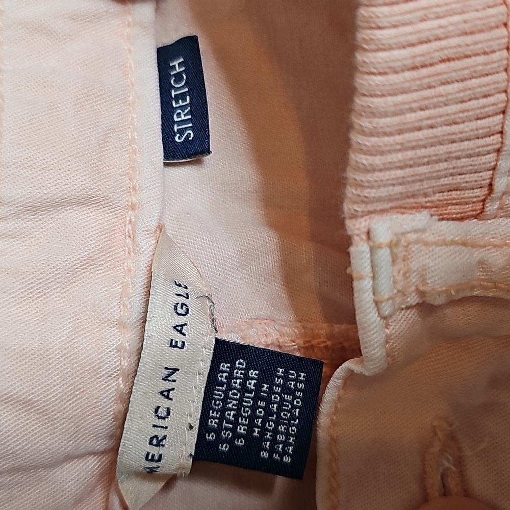 American Eagle Dreamy Drape Stretch Cargo Super High Waist Baggy Pants 6 Peach - Picture 9 of 10